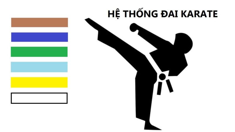 Hệ thống đai Karate tại Việt Nam sẽ bao gồm 6 màu chính